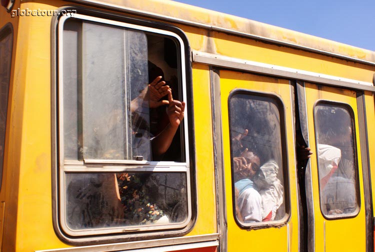 Ethiopia, Addis Abeba, bus in Confusion Square