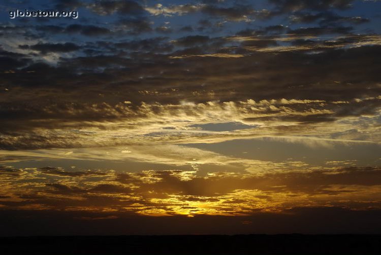 Sudan, bad and prety road to Wadi Halfa, sunset.