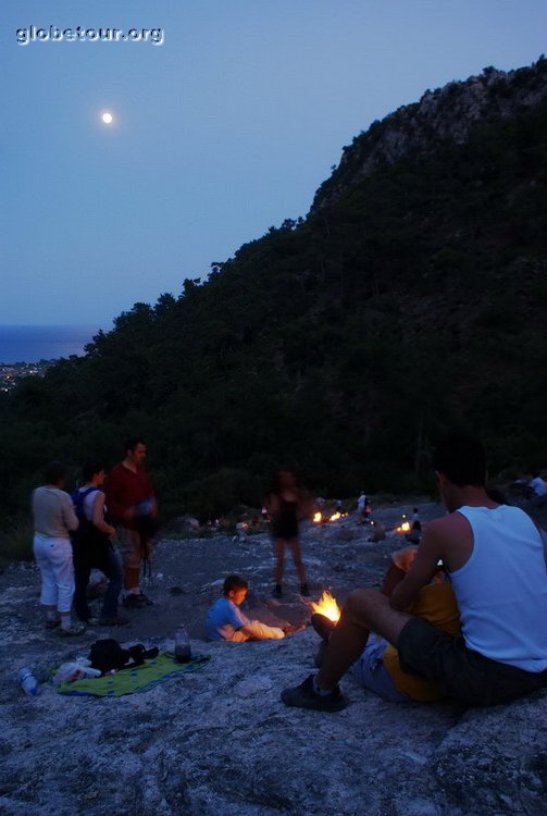 Turkey, Olympos, moon between the trees.