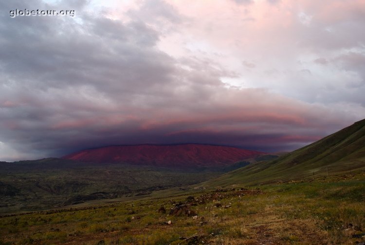 Turkey, bottom of Arat montain shined by sunset.