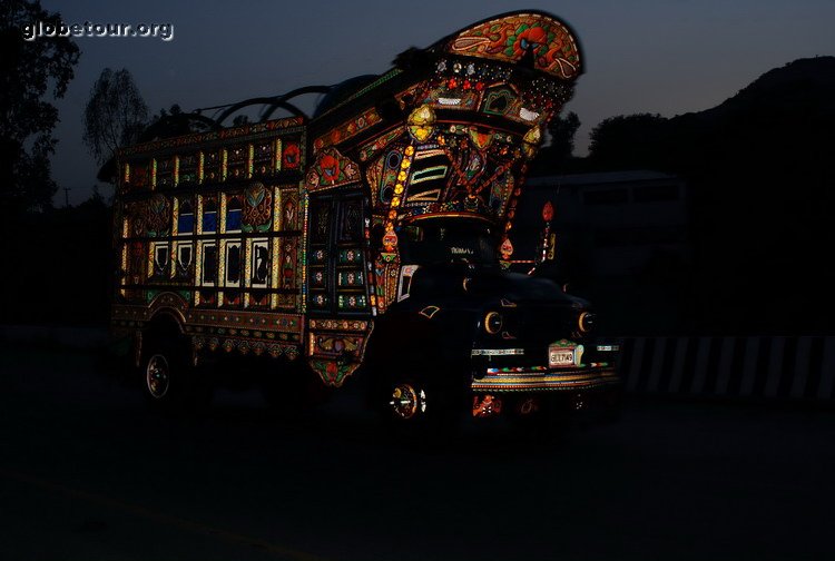 Pakistan, Karakorum Highway, truck at night