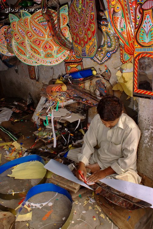 Pakistan, Rawalpindi, truck decoration workshops