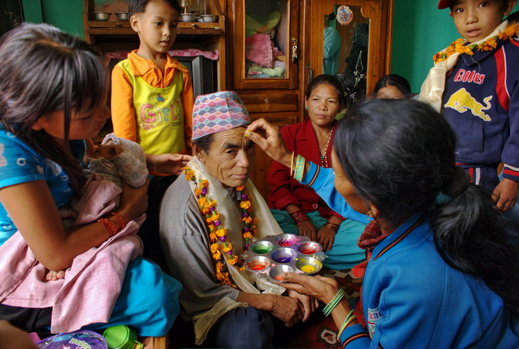 Nepal, Kathmandu, diwali in Jay house