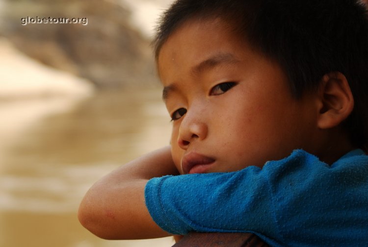 Laos, Travel on boat in Mekong river