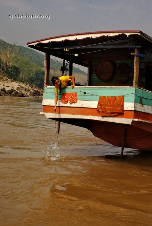 Laos, Laos, Travel on boat in Mekong river