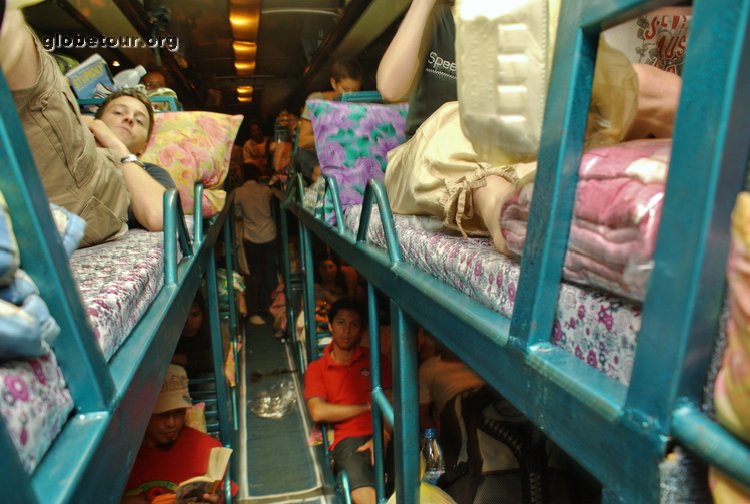 Laos, night bus from Vientiane to Si Phan Don