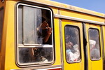 Ethiopia,+Addis+Abeba,+bus+in+Confusion+Square