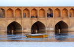 Iran,+Esfahan,+bridge+in+river+Zayandeh